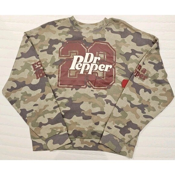dr. pepper Tops - Dr. Pepper Camo Womens Oversized Sweatshirt Sz L